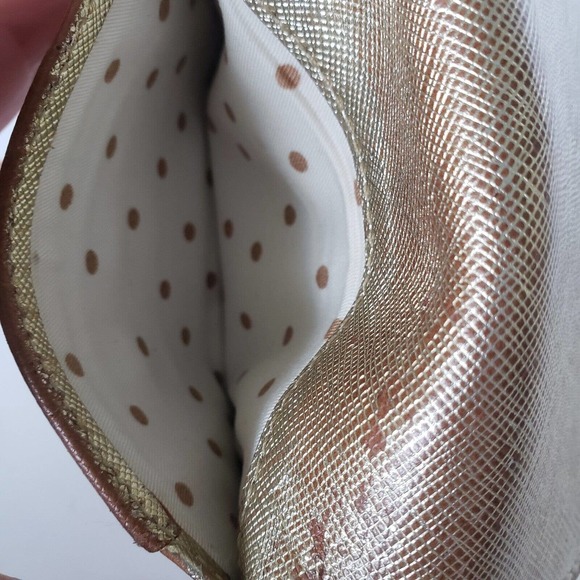 Kate Spade ID Window Wallet Coin Card Key Ring Case Metalic Gold Small Poor - Picture 7 of 8